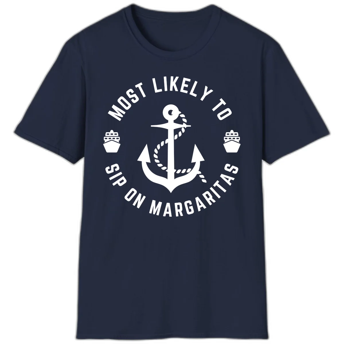 Most Likely To Ship On Margaritas T-Shirt in Navy