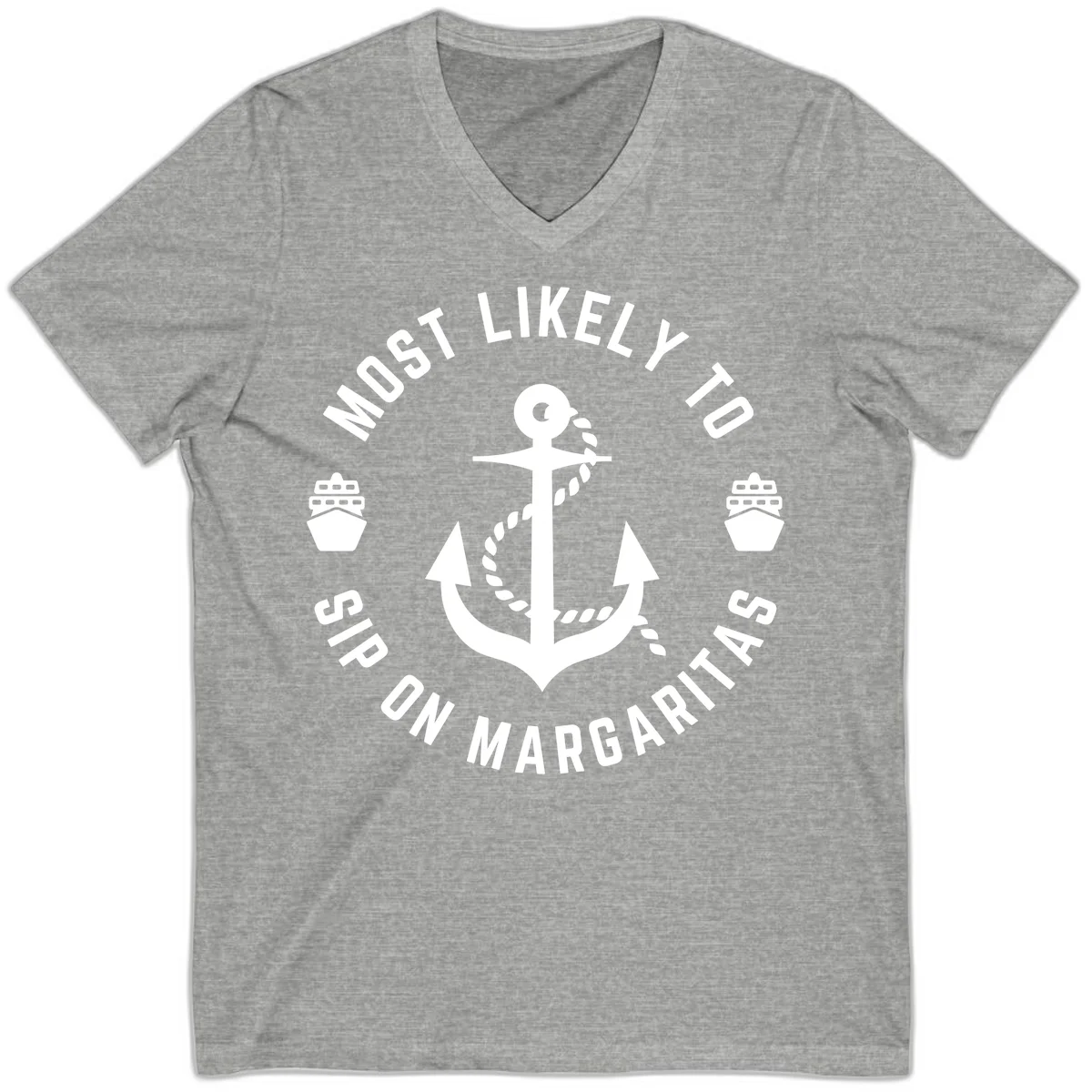 Most Likely To Ship On Margaritas V-Neck in Athletic Heather