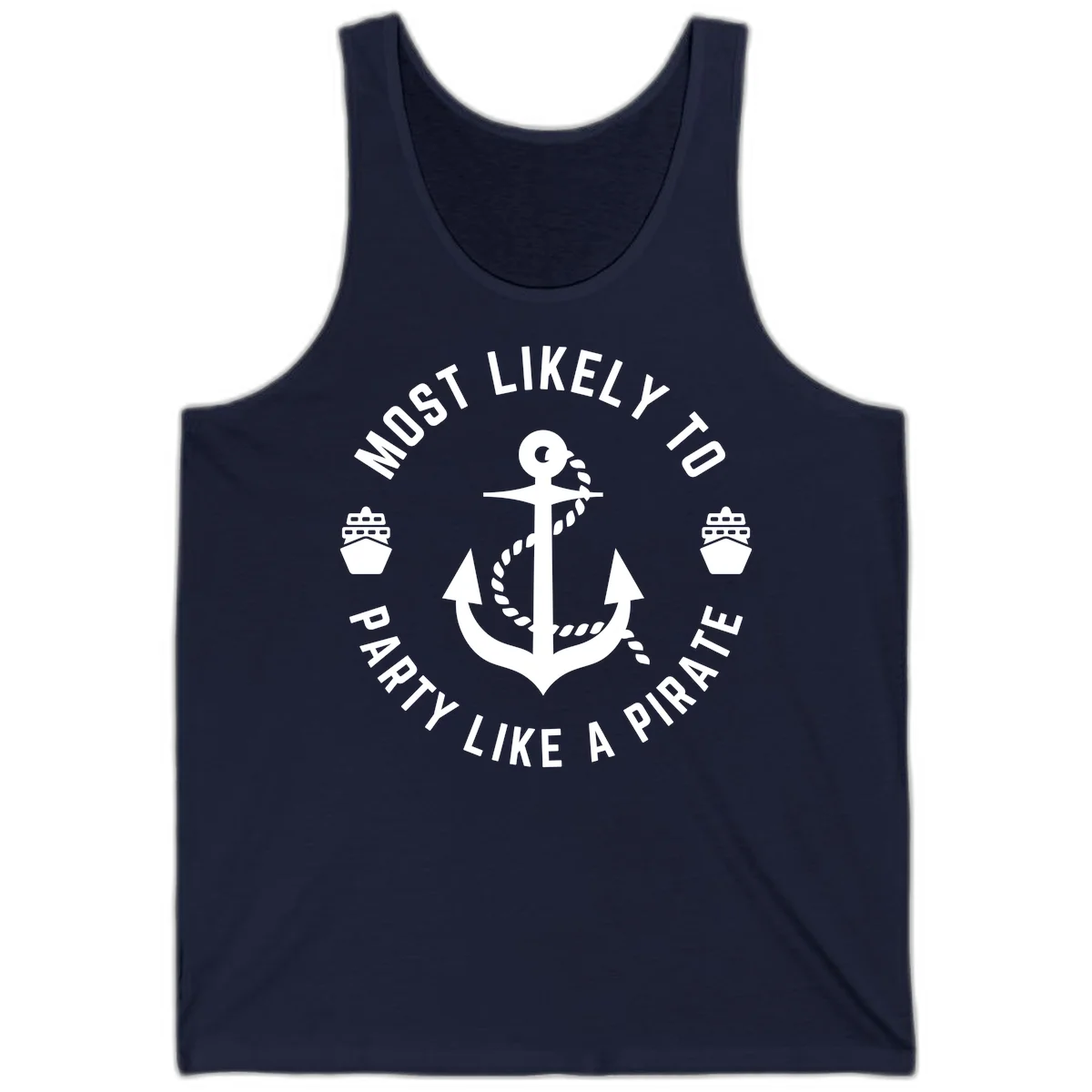 Most Likely To Party Like A Pirate Tank Top in Navy