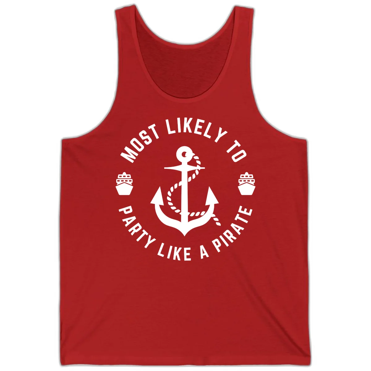 Most Likely To Party Like A Pirate Tank Top in Red