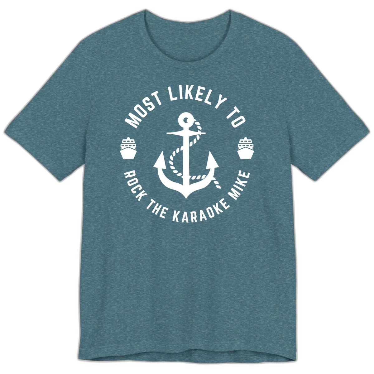 Most Likely To Rock The Karaoke Cruise Premium T-Shirt in Heather Deep Teal