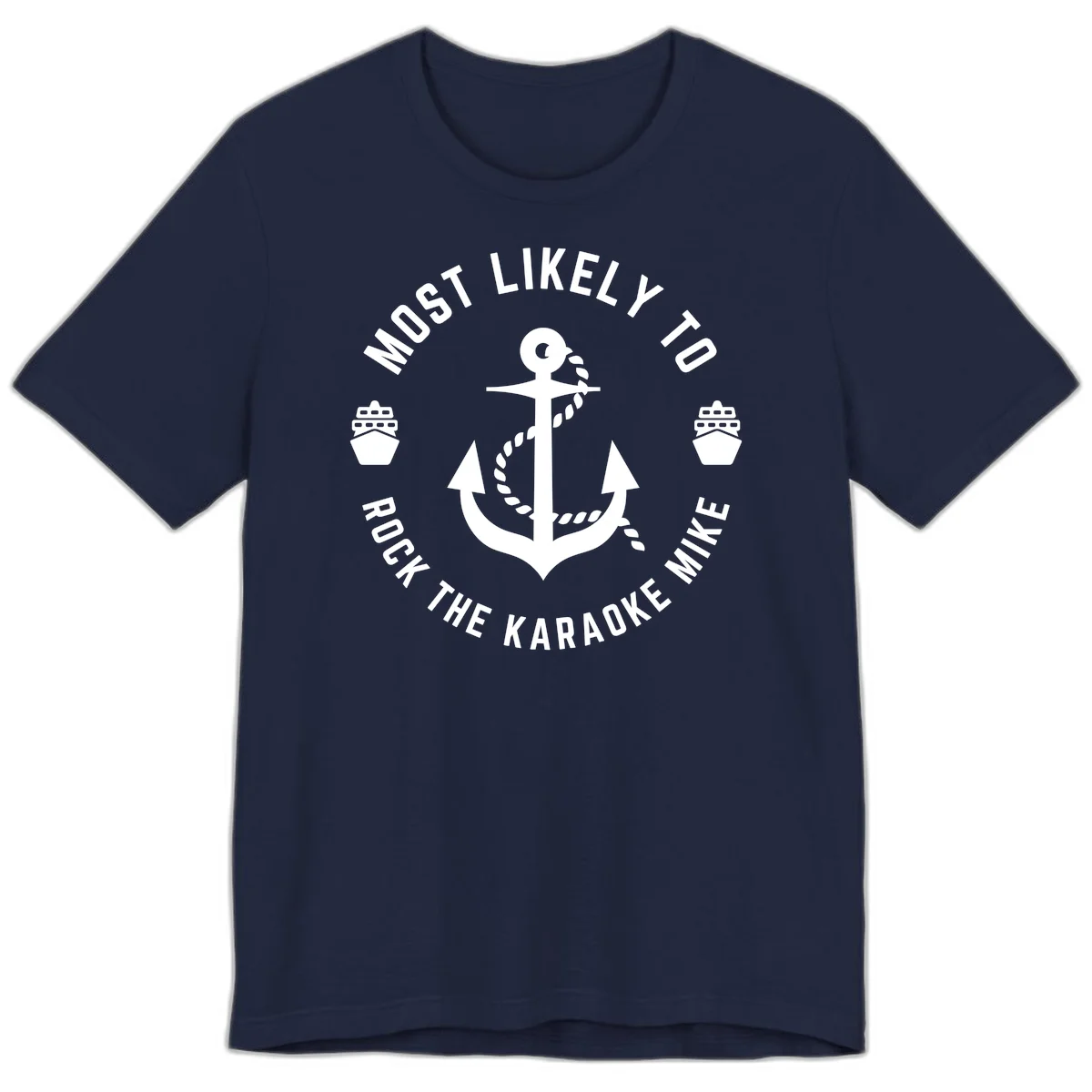 Most Likely To Rock The Karaoke Cruise Premium T-Shirt in Navy