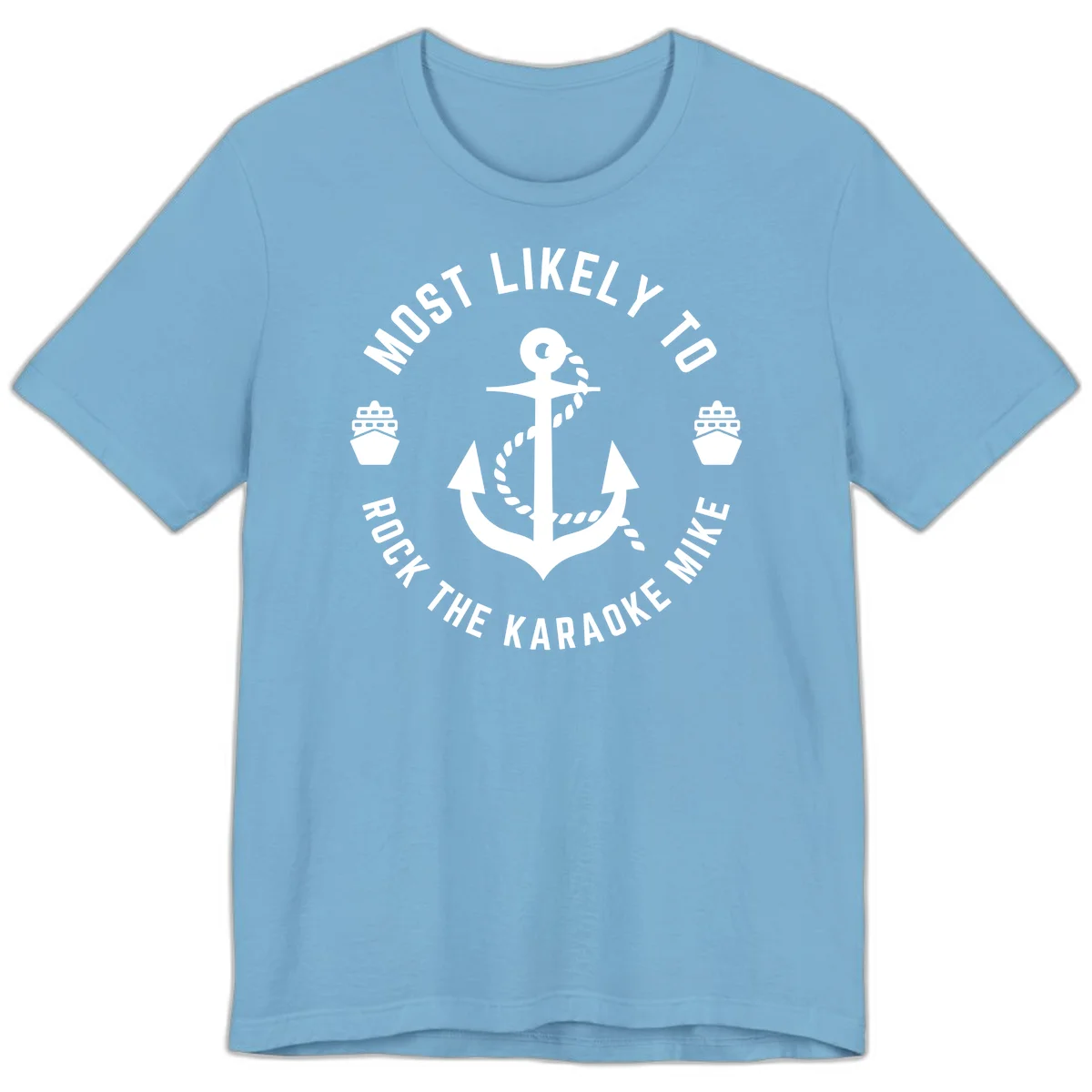 Most Likely To Rock The Karaoke Cruise Premium T-Shirt in Ocean Blue