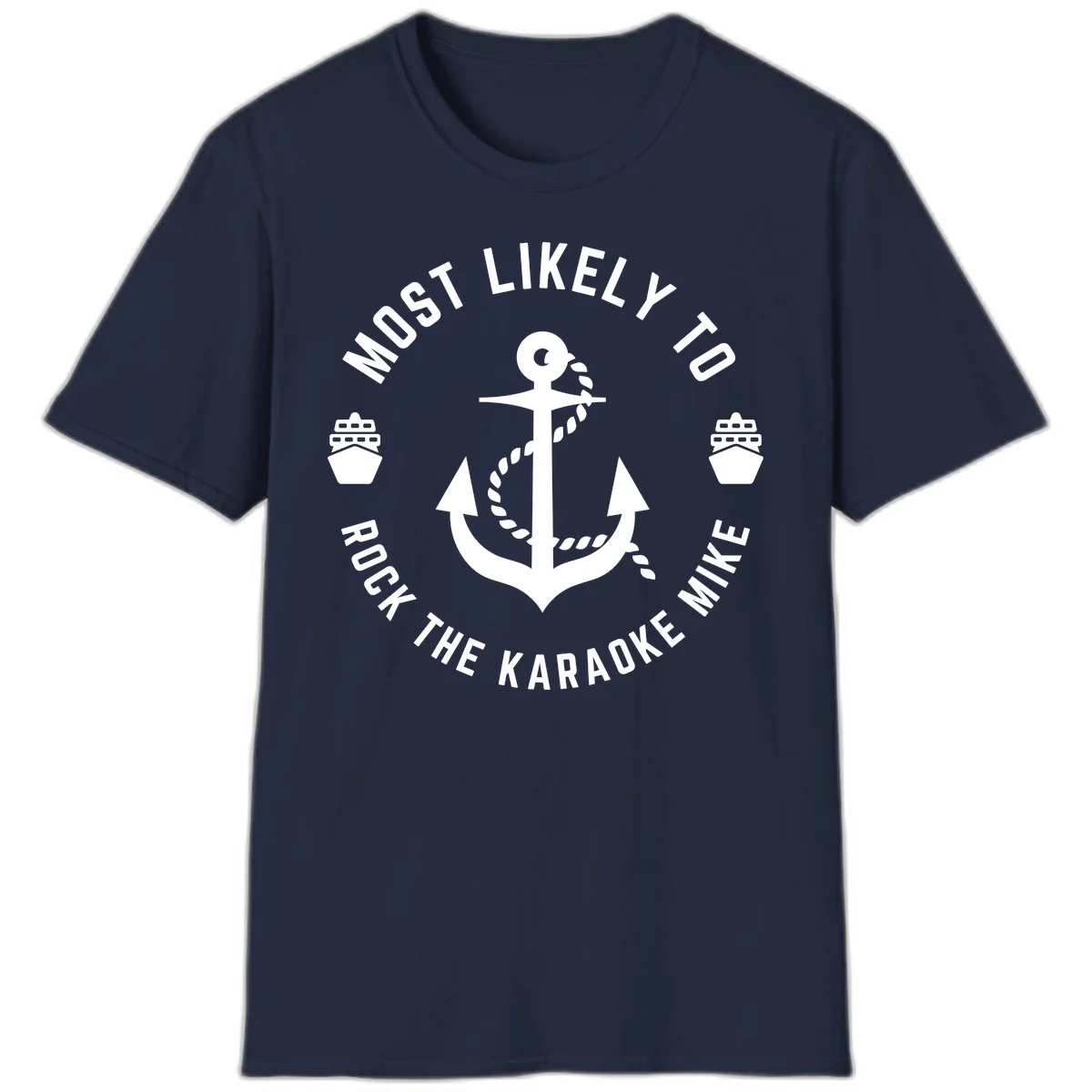 Most Likely To Rock The Karaoke Cruise T-Shirt in Navy