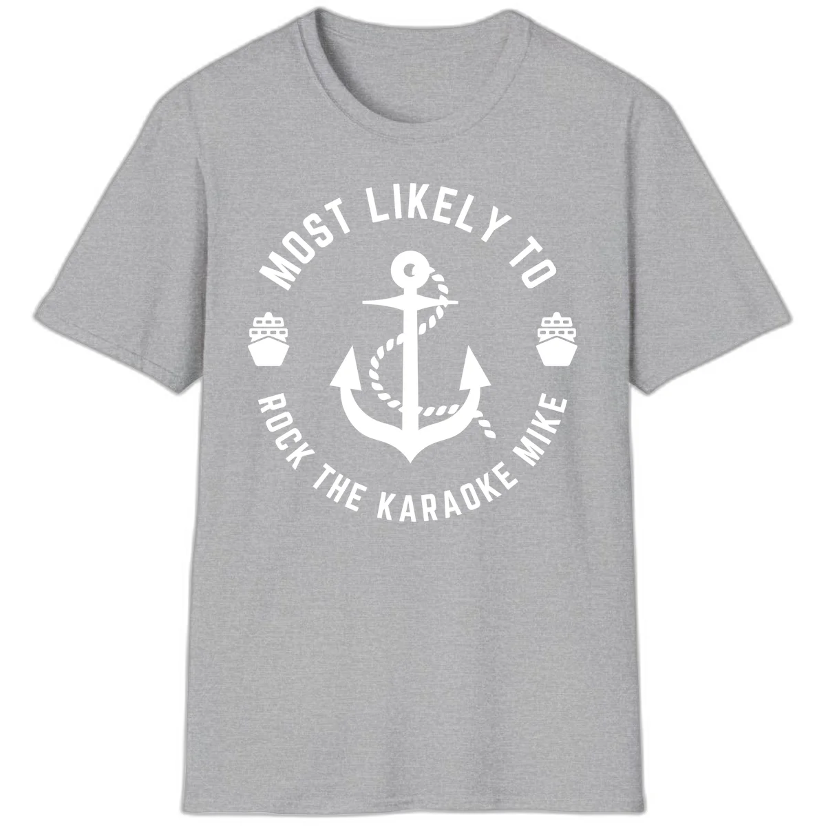 Most Likely To Rock The Karaoke Cruise T-Shirt in Sport Grey