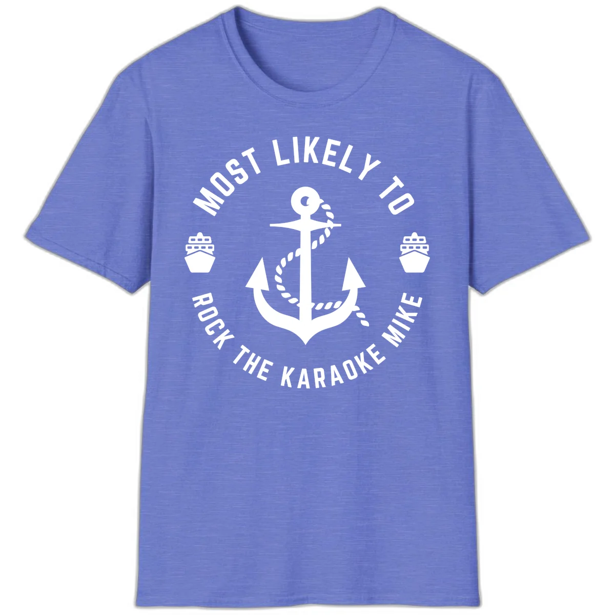 Most Likely To Rock The Karaoke Cruise T-Shirt in Heather Royal