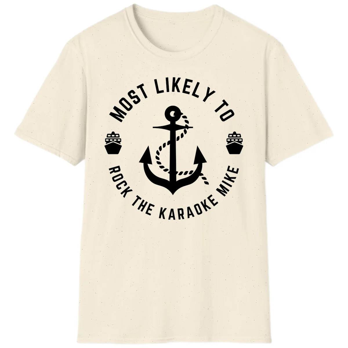 Most Likely To Rock The Karaoke Cruise T-Shirt in Natural
