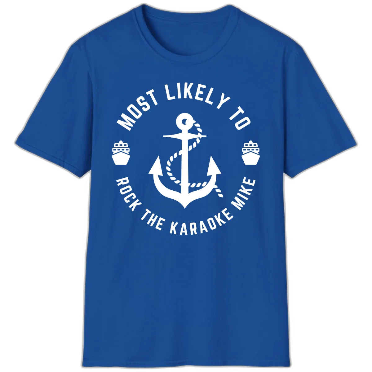 Most Likely To Rock The Karaoke Cruise T-Shirt in Royal