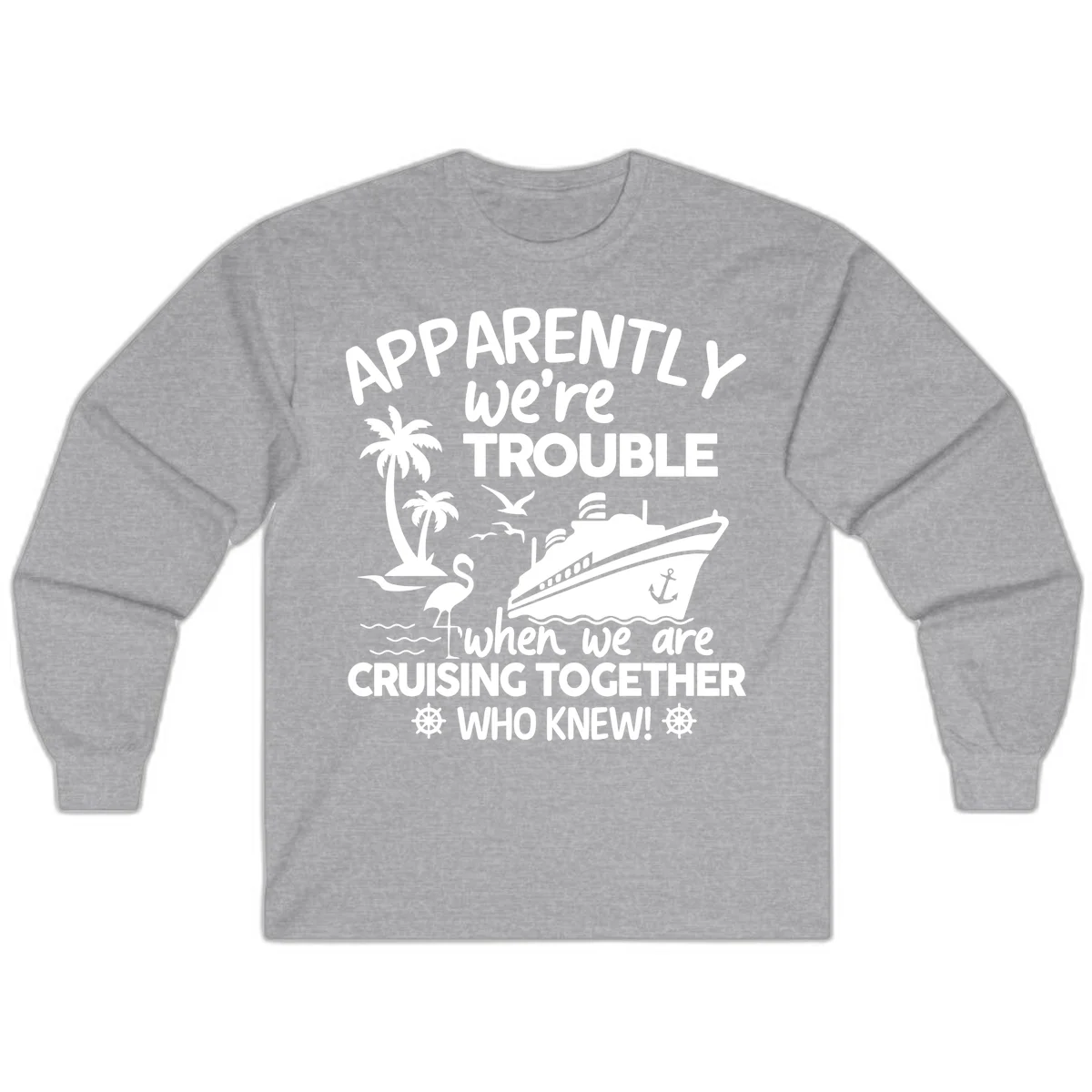 Apparently We're Trouble Cruising Together Long Sleeve in Sport Grey