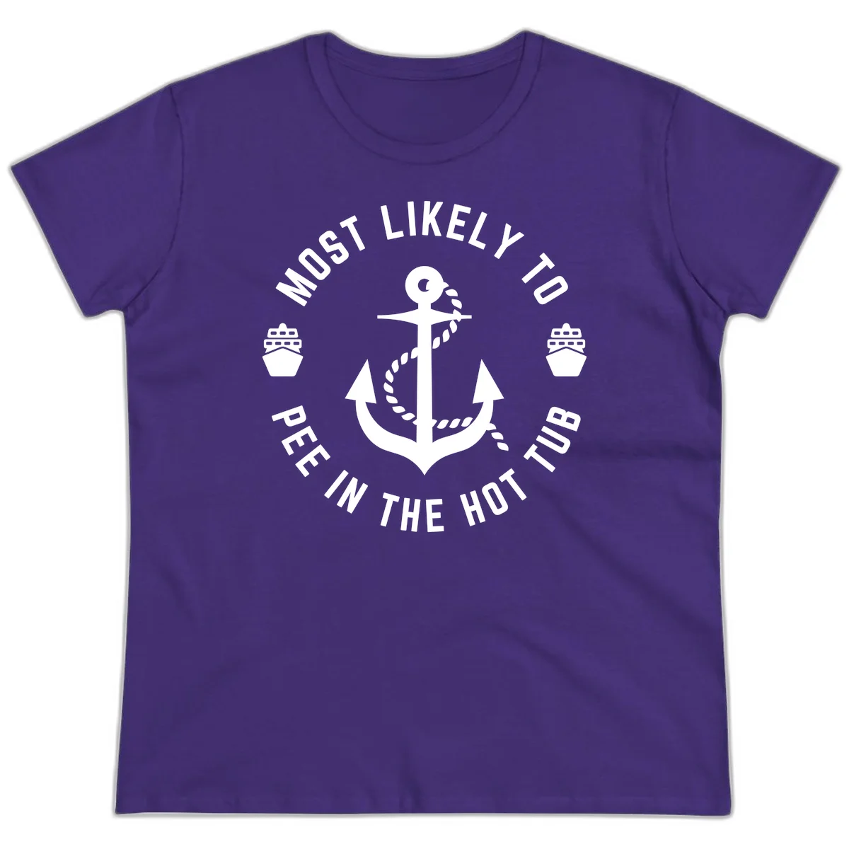 Most Likely To Pee In The Hot Tub Ladies Tee in Purple