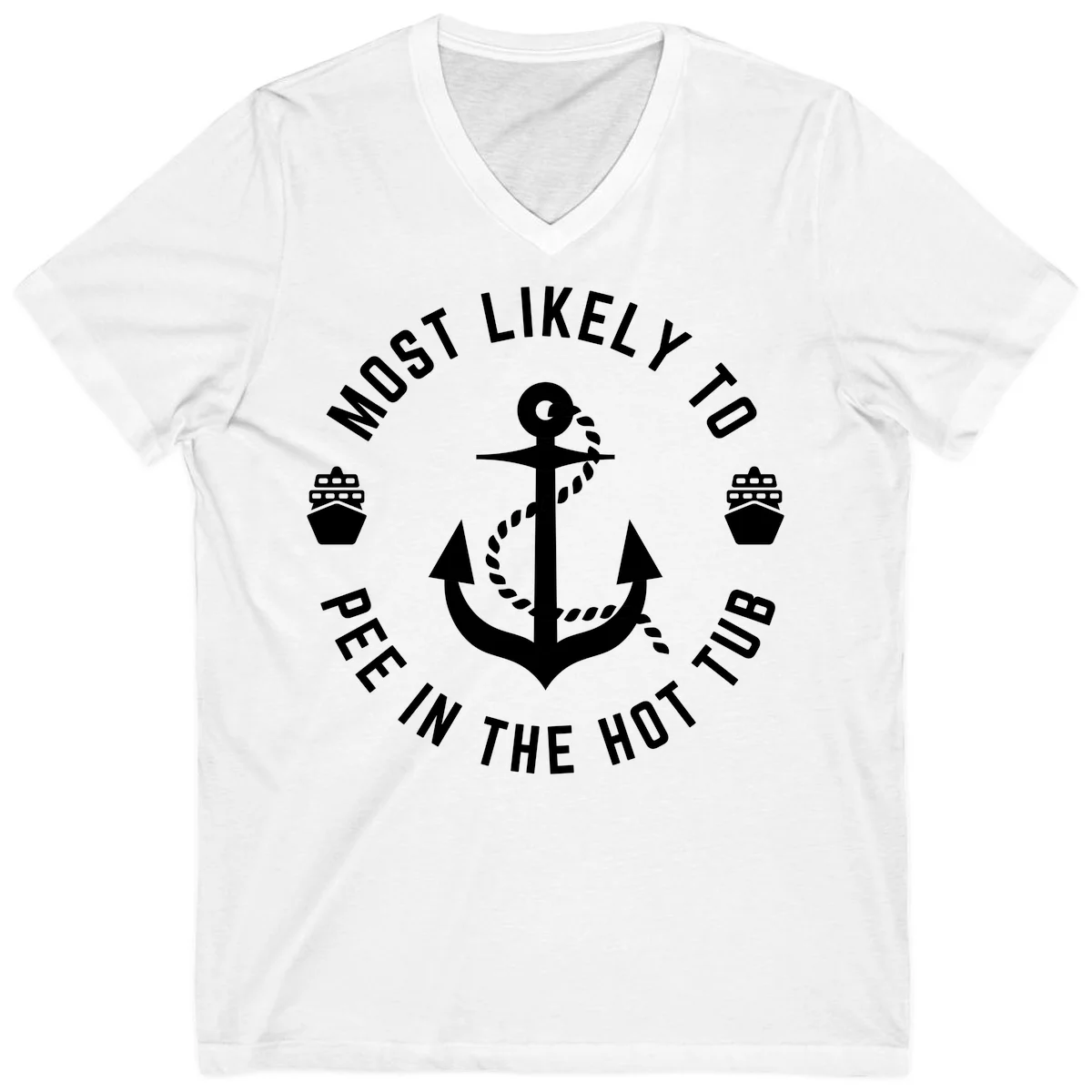 Most Likely To Pee In The Hot Tub V-Neck in White