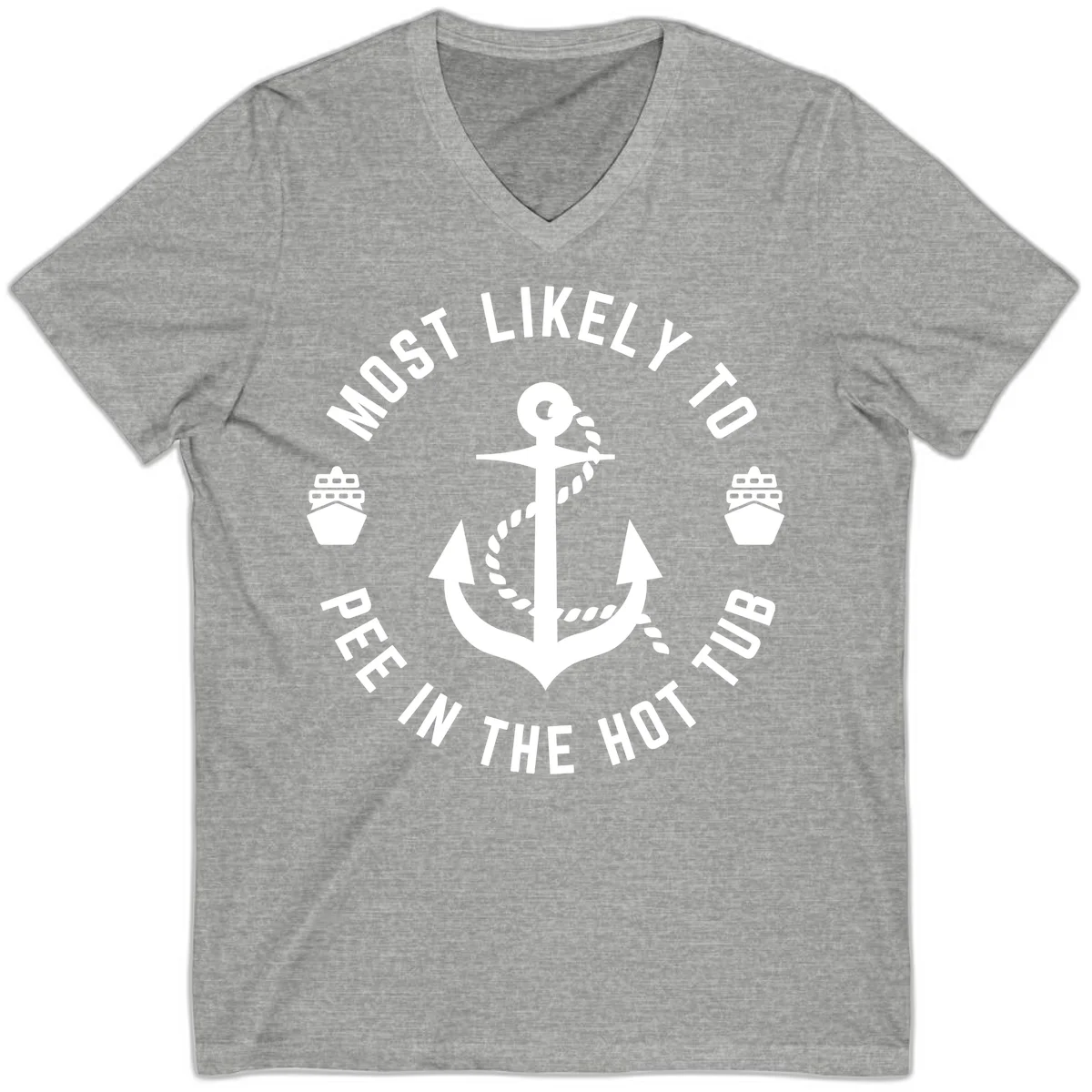 Most Likely To Pee In The Hot Tub V-Neck in Athletic Heather