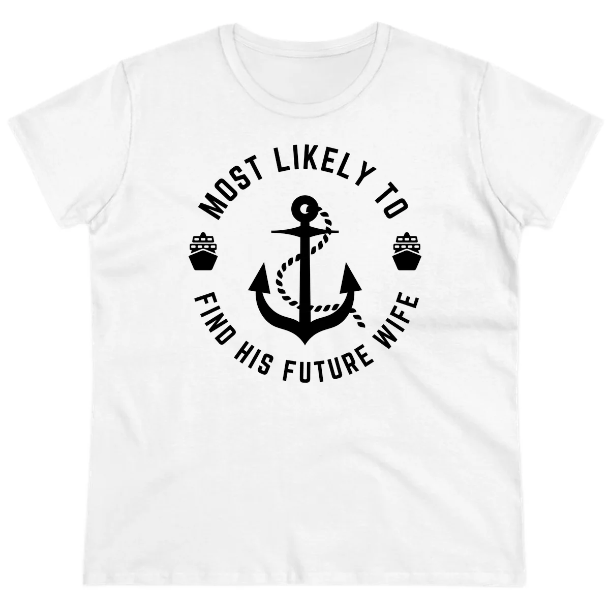 Most Likely To Find His Future Where Ladies Tee in White