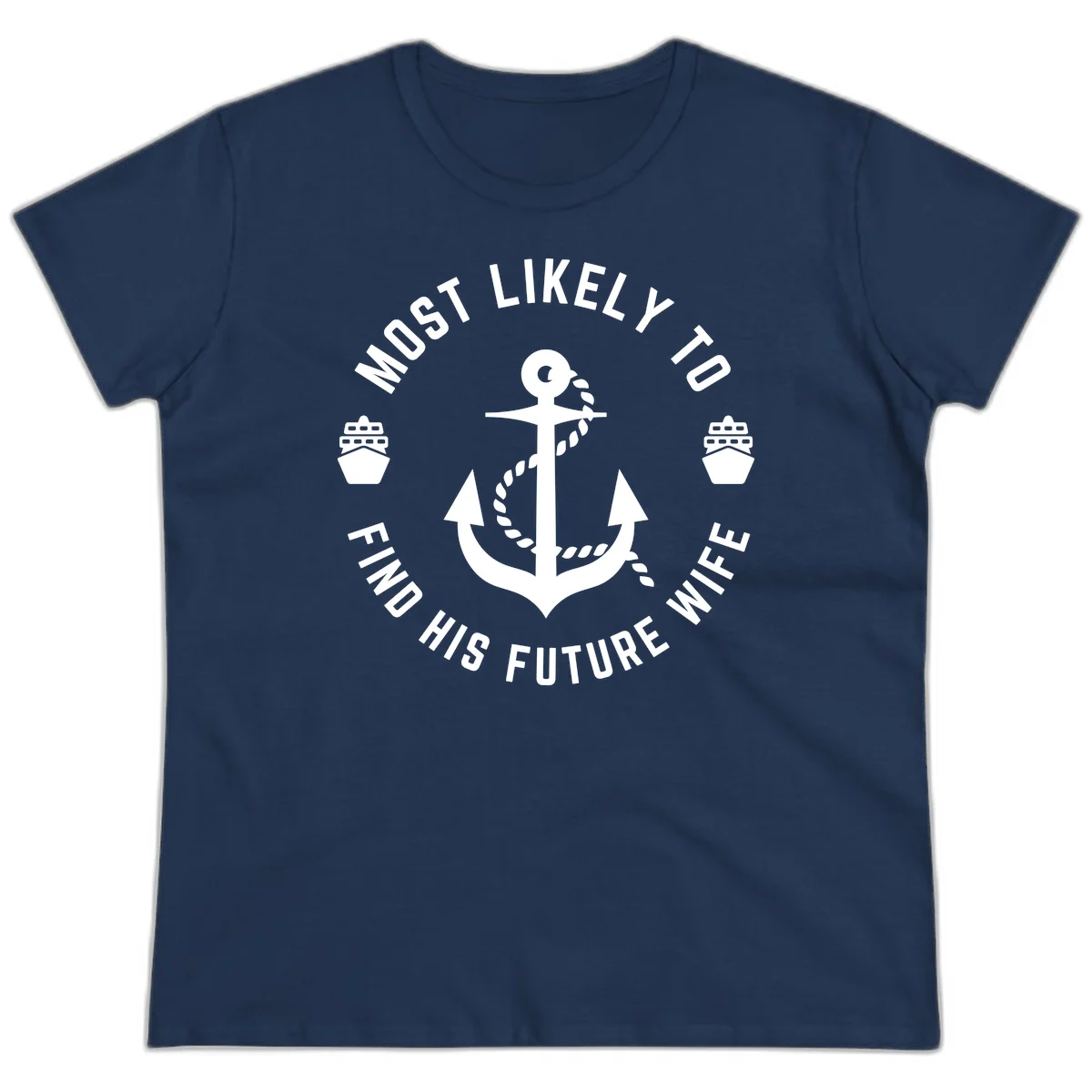 Most Likely To Find His Future Where Ladies Tee in Navy