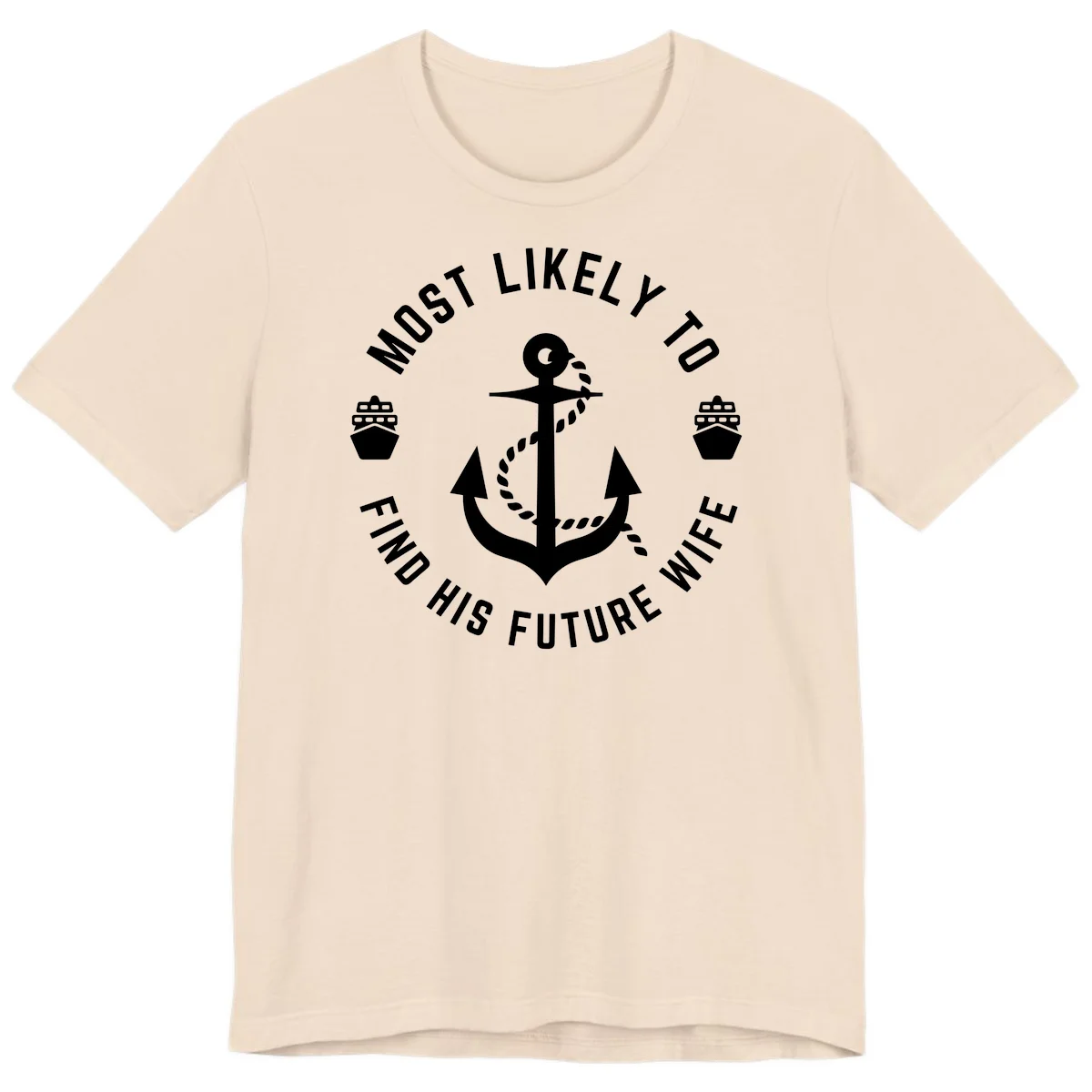 Most Likely To Find His Future Where Premium T-Shirt in Soft Cream