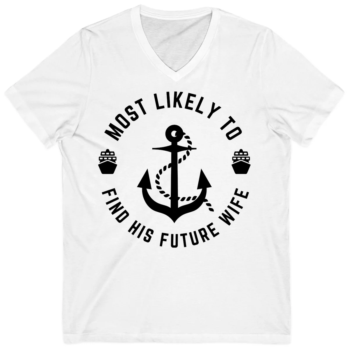 Most Likely To Find His Future Where V-Neck in White