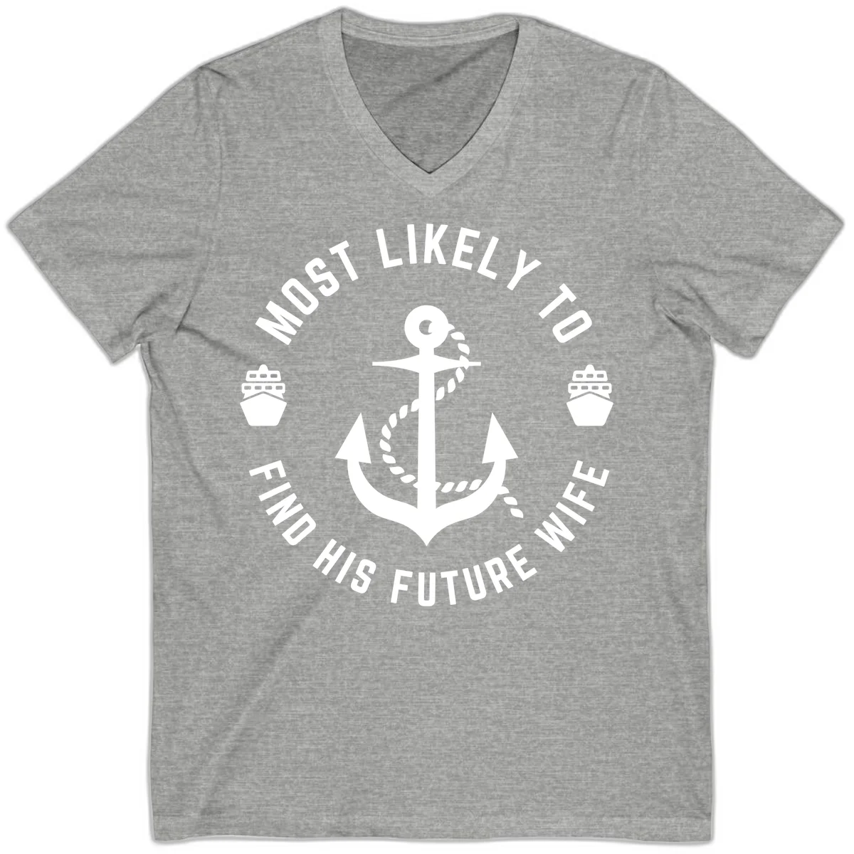 Most Likely To Find His Future Where V-Neck in Athletic Heather