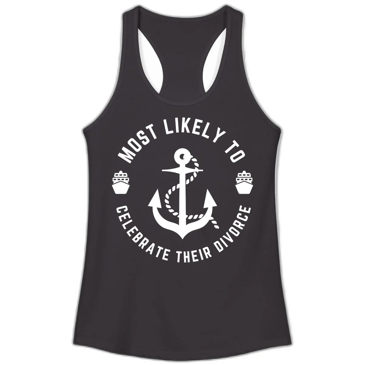 Most Likely To Celebrate Their Divorce Ladies Tank in Black