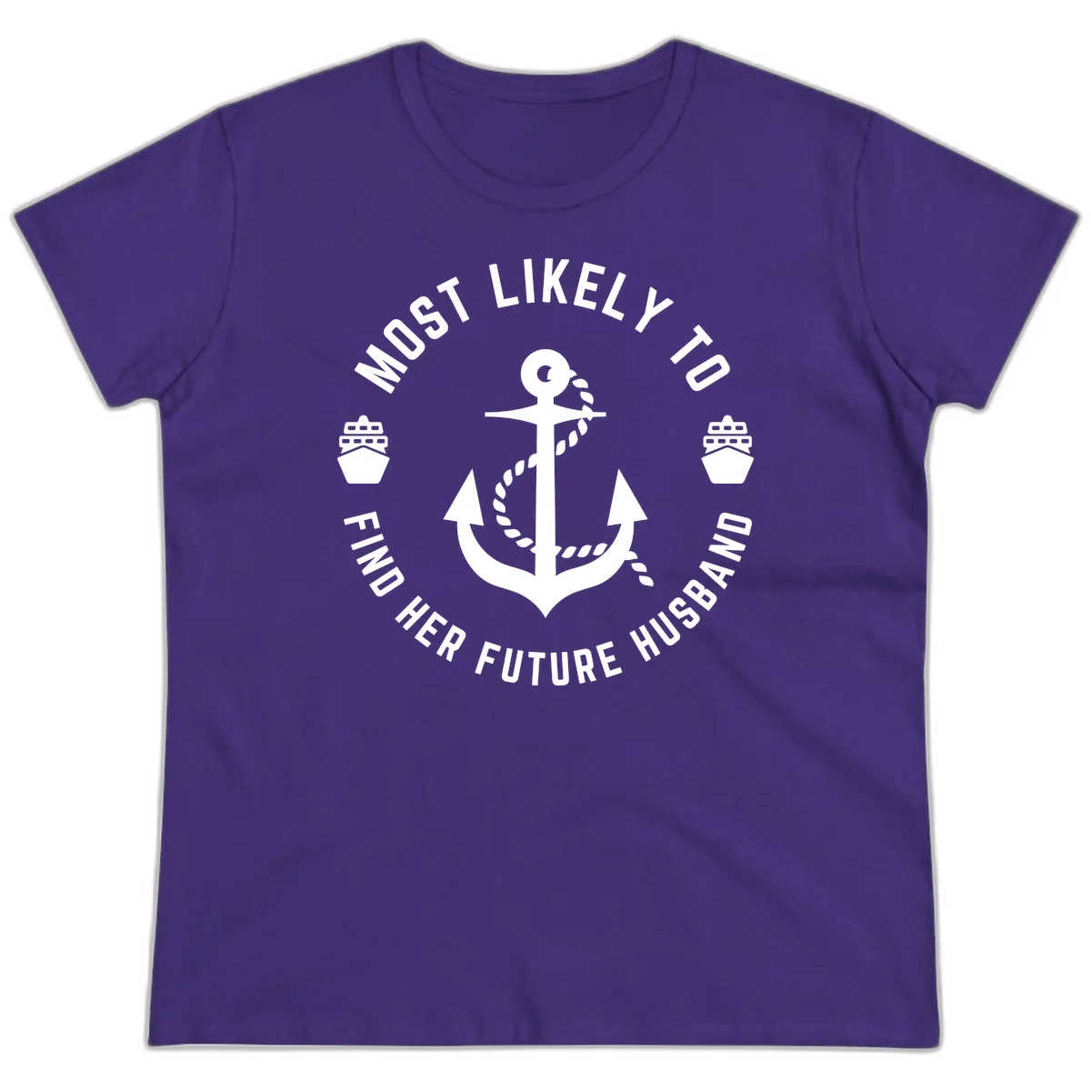 Most Likely To Find Her Future Husband Ladies Tee in Purple