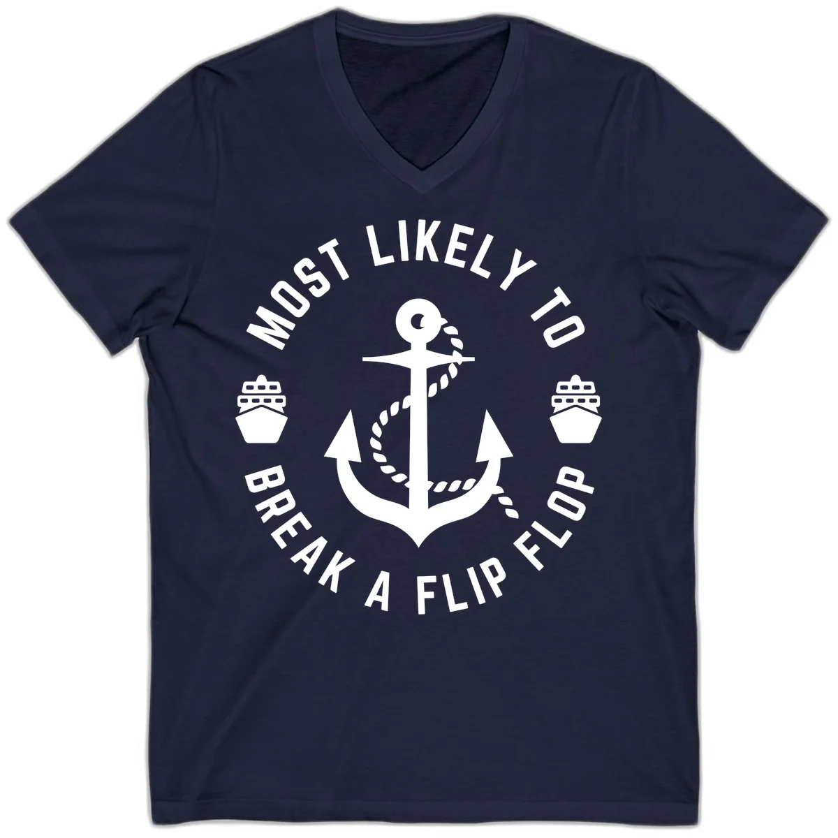 Most Likely To Break A Flip Flop V-Neck in Navy