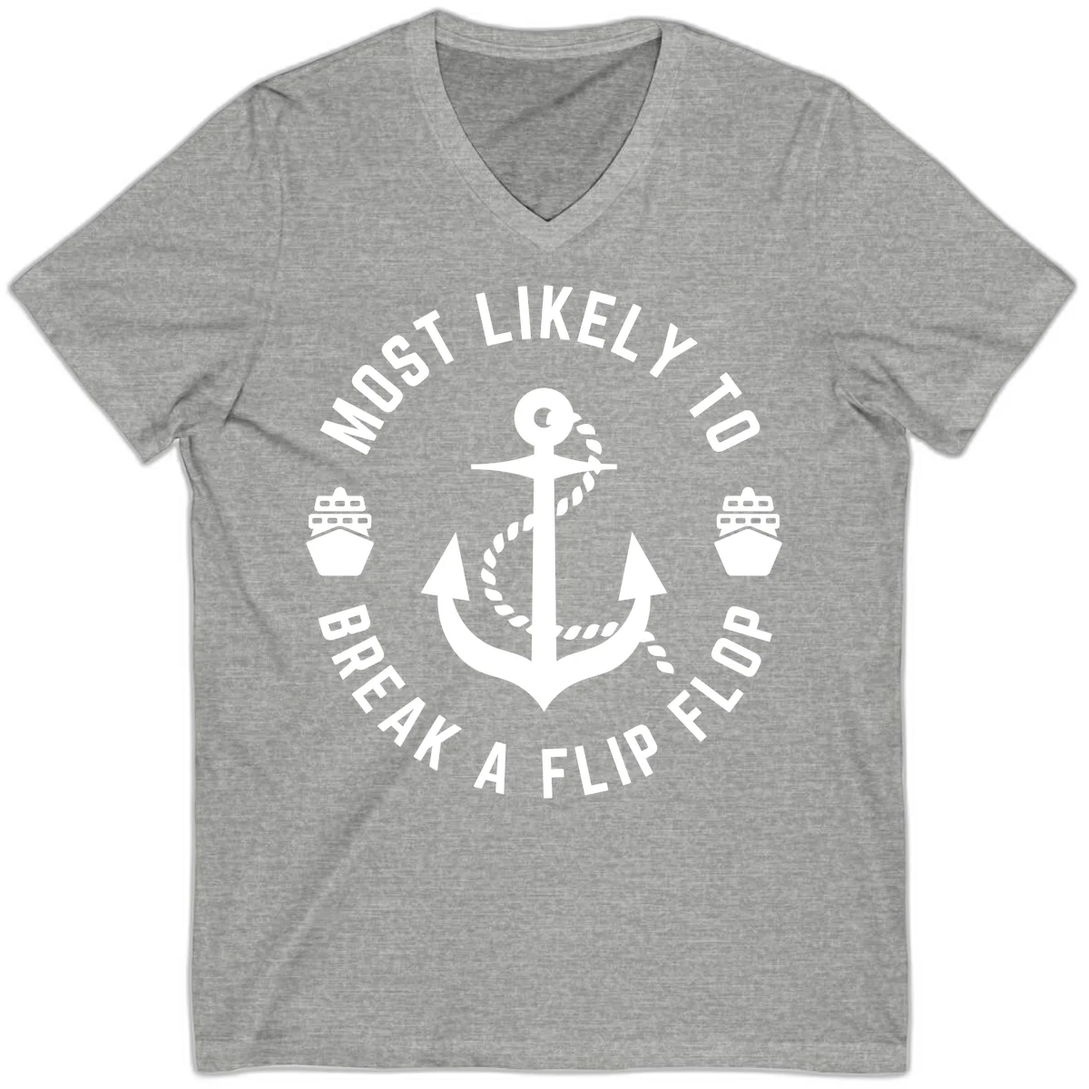 Most Likely To Break A Flip Flop V-Neck in Athletic Heather