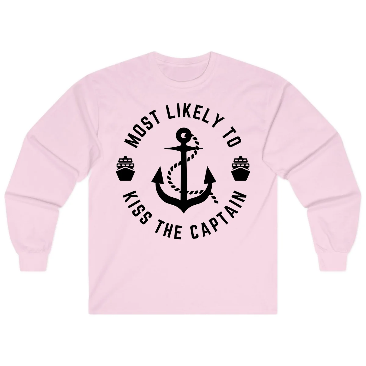 Most Likely To Kiss The Captain Ahoy Long Sleeve in Light Pink