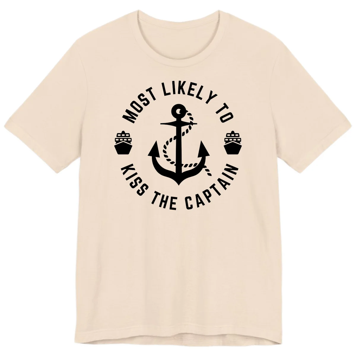 Most Likely To Kiss The Captain Ahoy Premium T-Shirt in Soft Cream