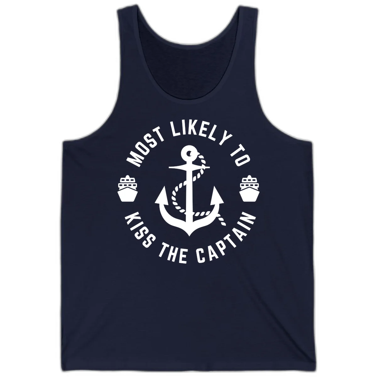 Most Likely To Kiss The Captain Ahoy Tank in Navy