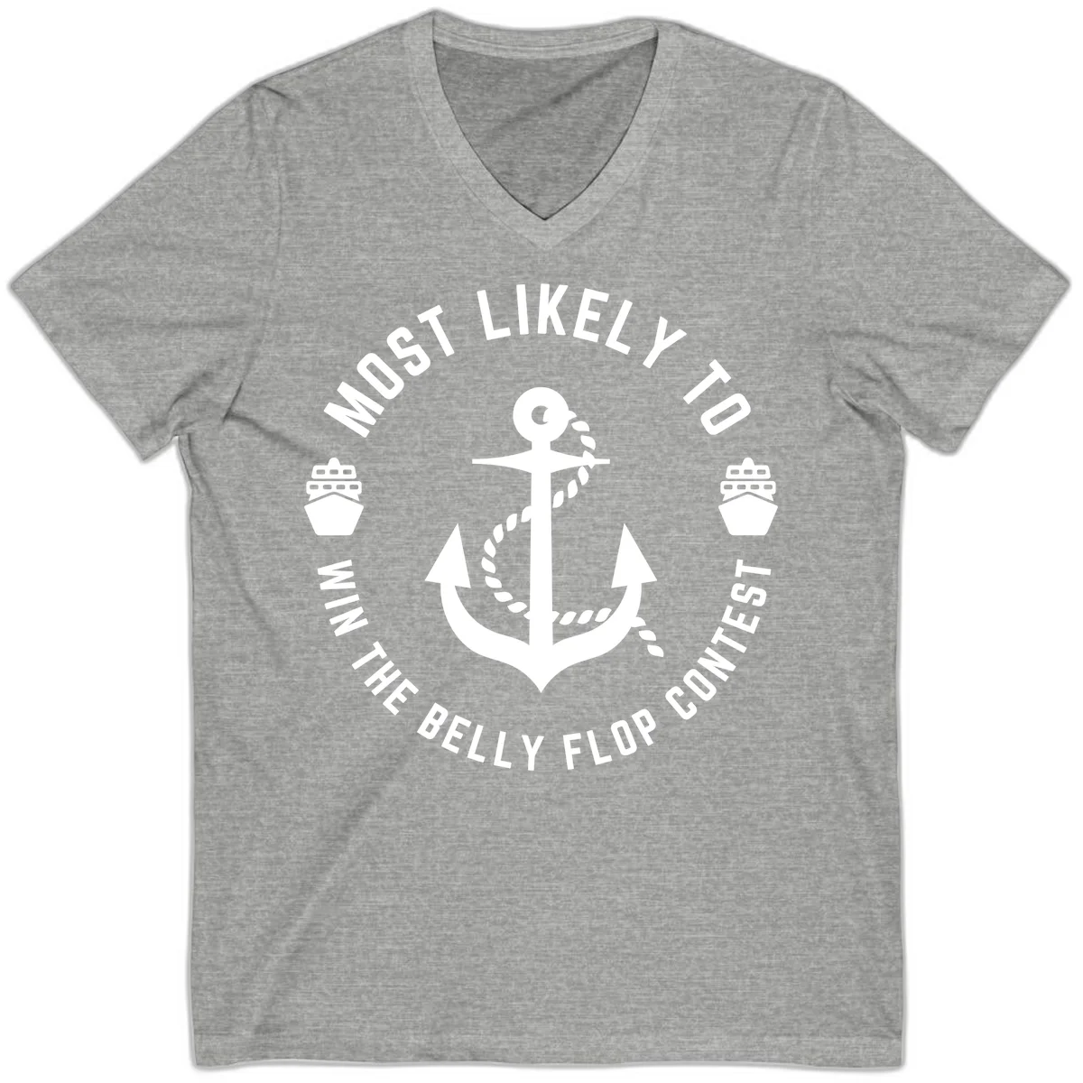 Most Likely To Win The Belly Flop Contest V-Neck in Athletic Heather