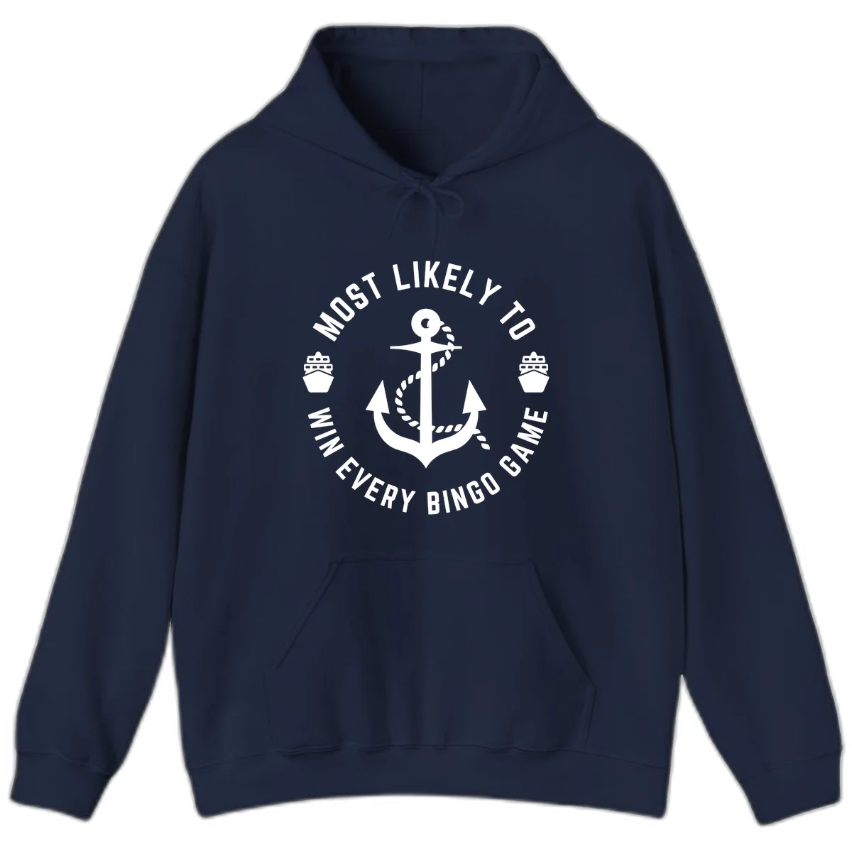 Most Likely To Win Every Bingo Game Hoodie in Navy