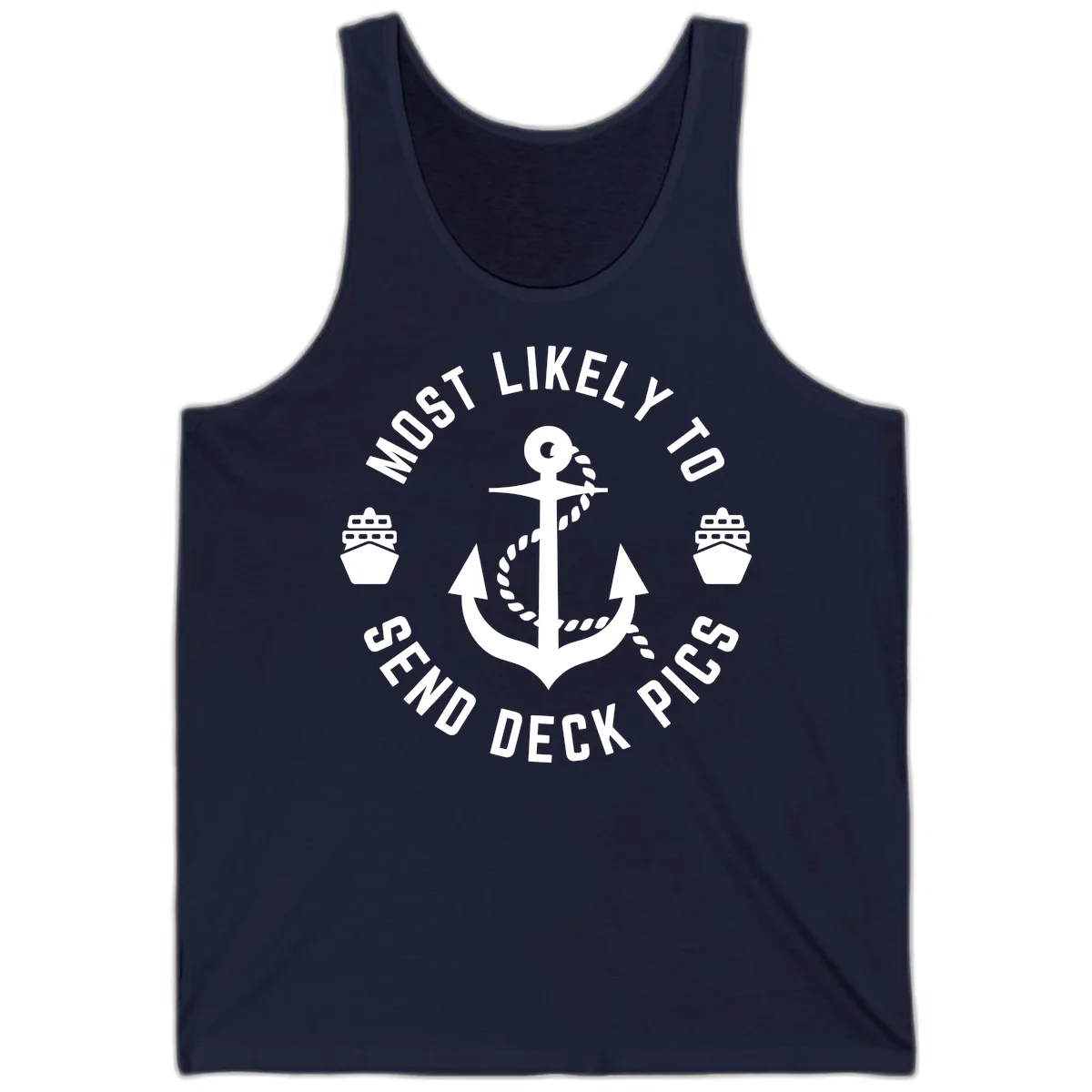 Most Likely To Send Deck Pics Tank in Navy