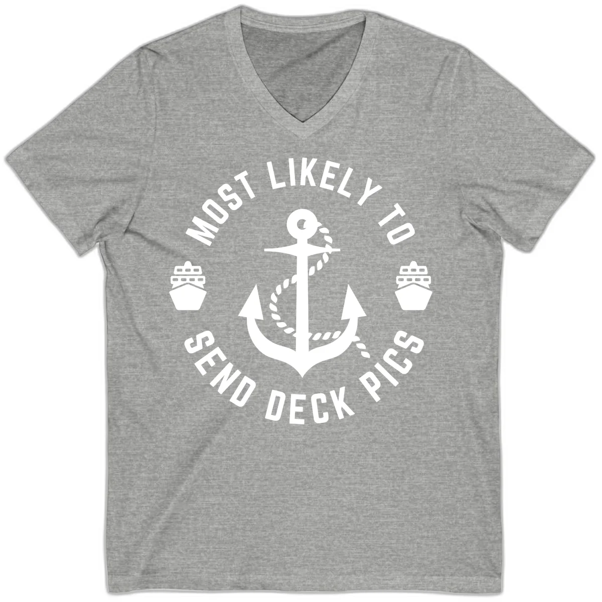 Most Likely To Send Deck Pics V-Neck in Athletic Heather