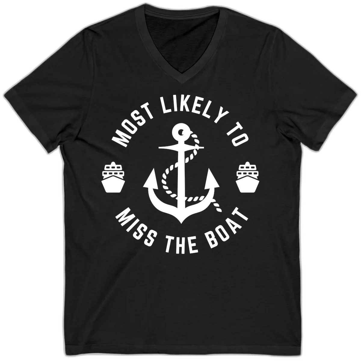 Most Likely To Miss The Boat V-Neck in Black