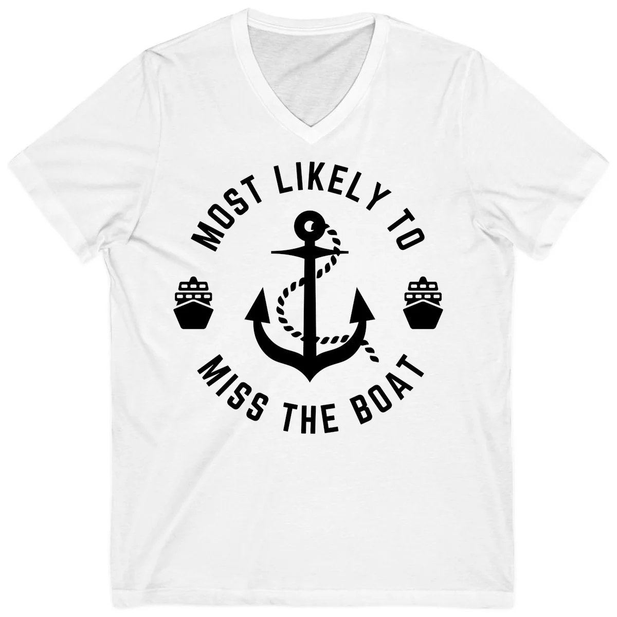 Most Likely To Miss The Boat V-Neck in White