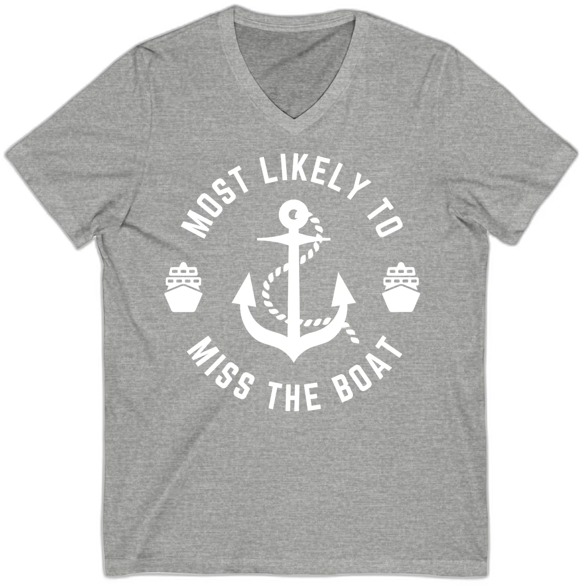 Most Likely To Miss The Boat V-Neck in Athletic Heather