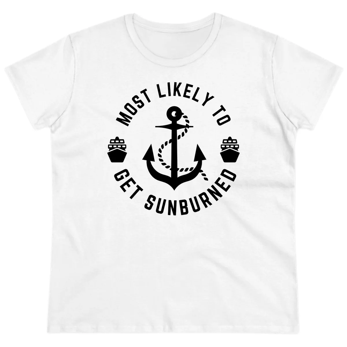 Most Likely To Get Sunburned Ladies Tee in White