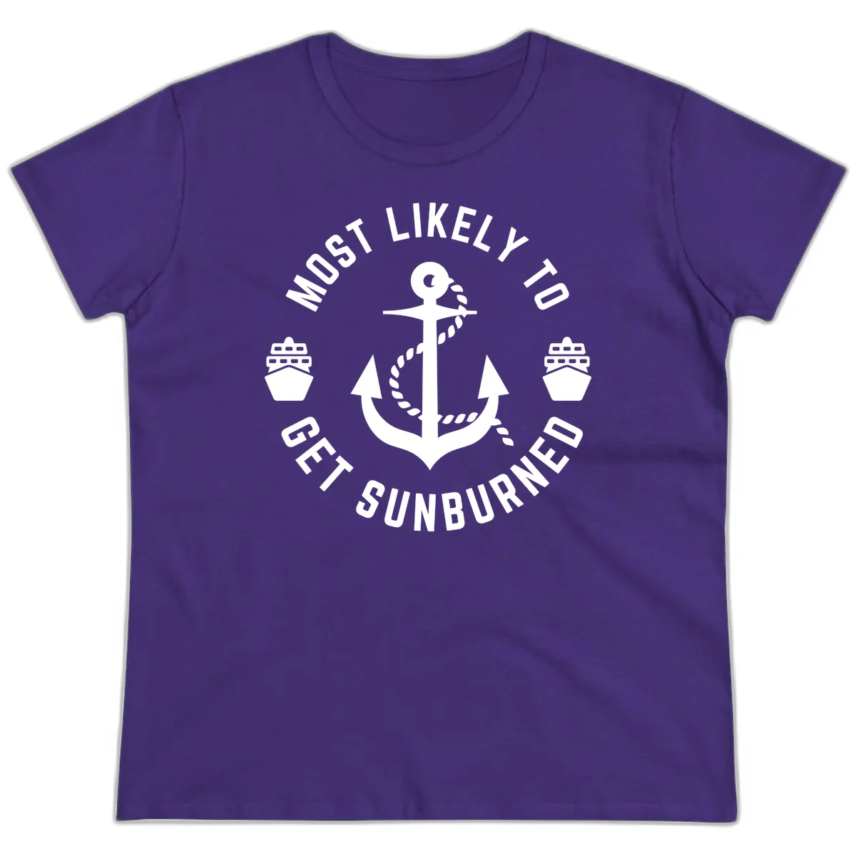 Most Likely To Get Sunburned Ladies Tee in Purple