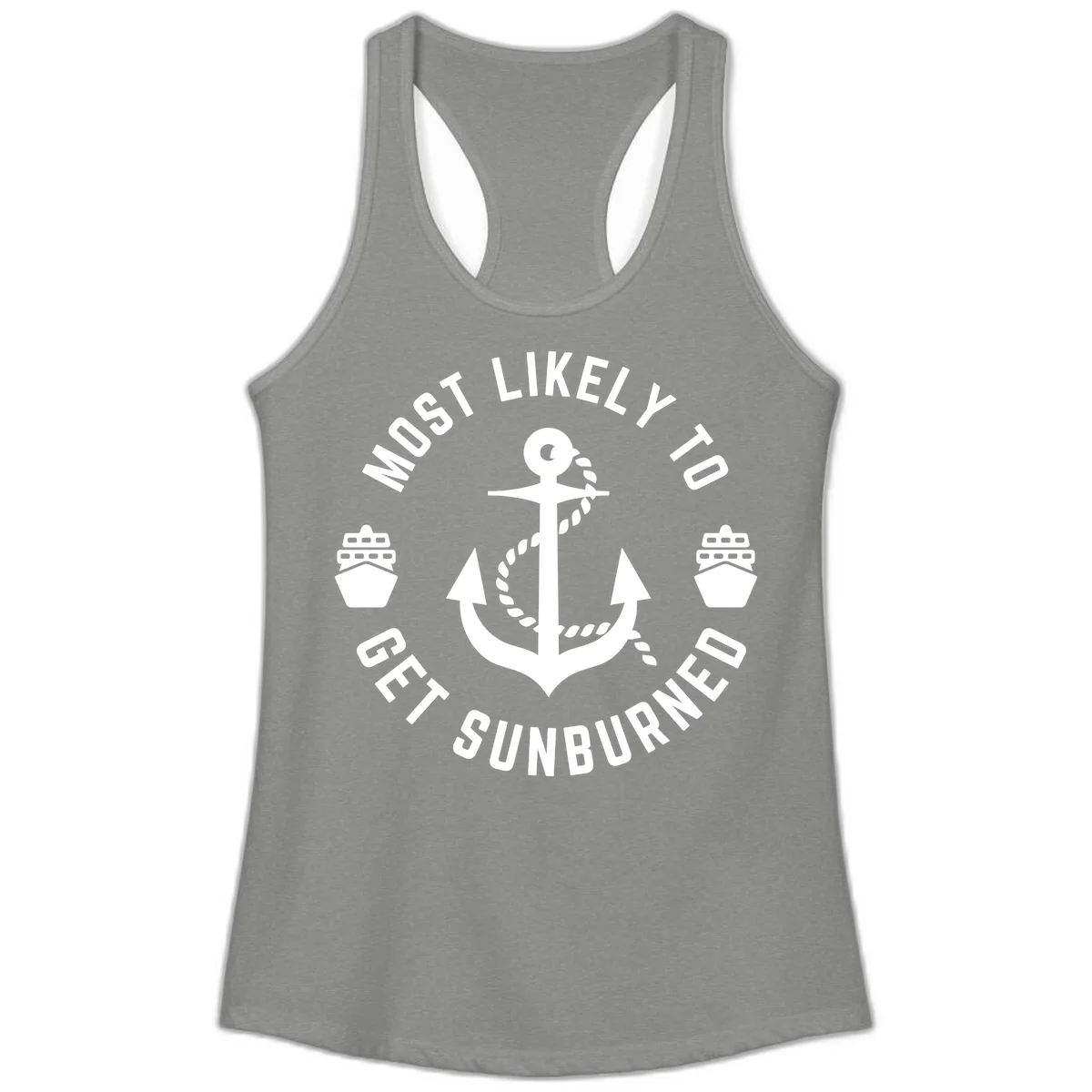 Most Likely To Get Sunburned Ladies Tank in Heather Grey