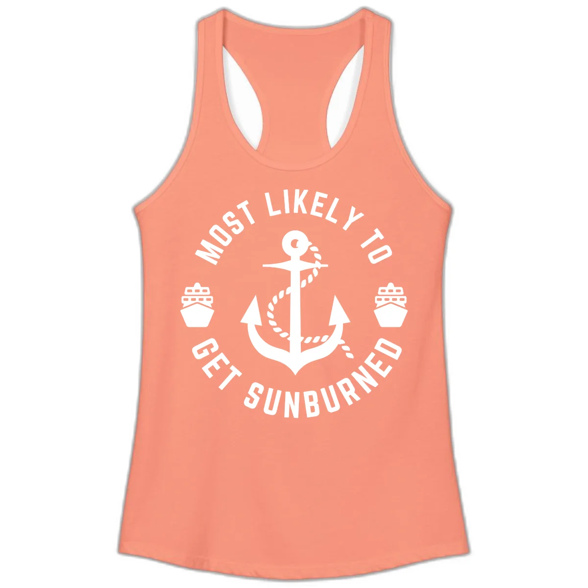 Most Likely To Get Sunburned Ladies Tank in Solid Light Orange