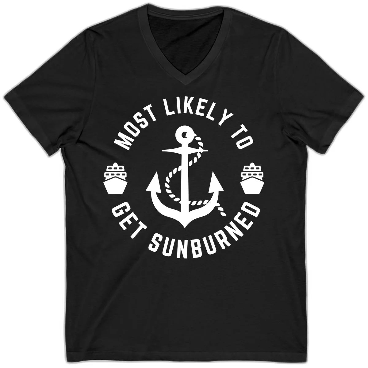 Most Likely To Get Sunburned V-Neck in Black