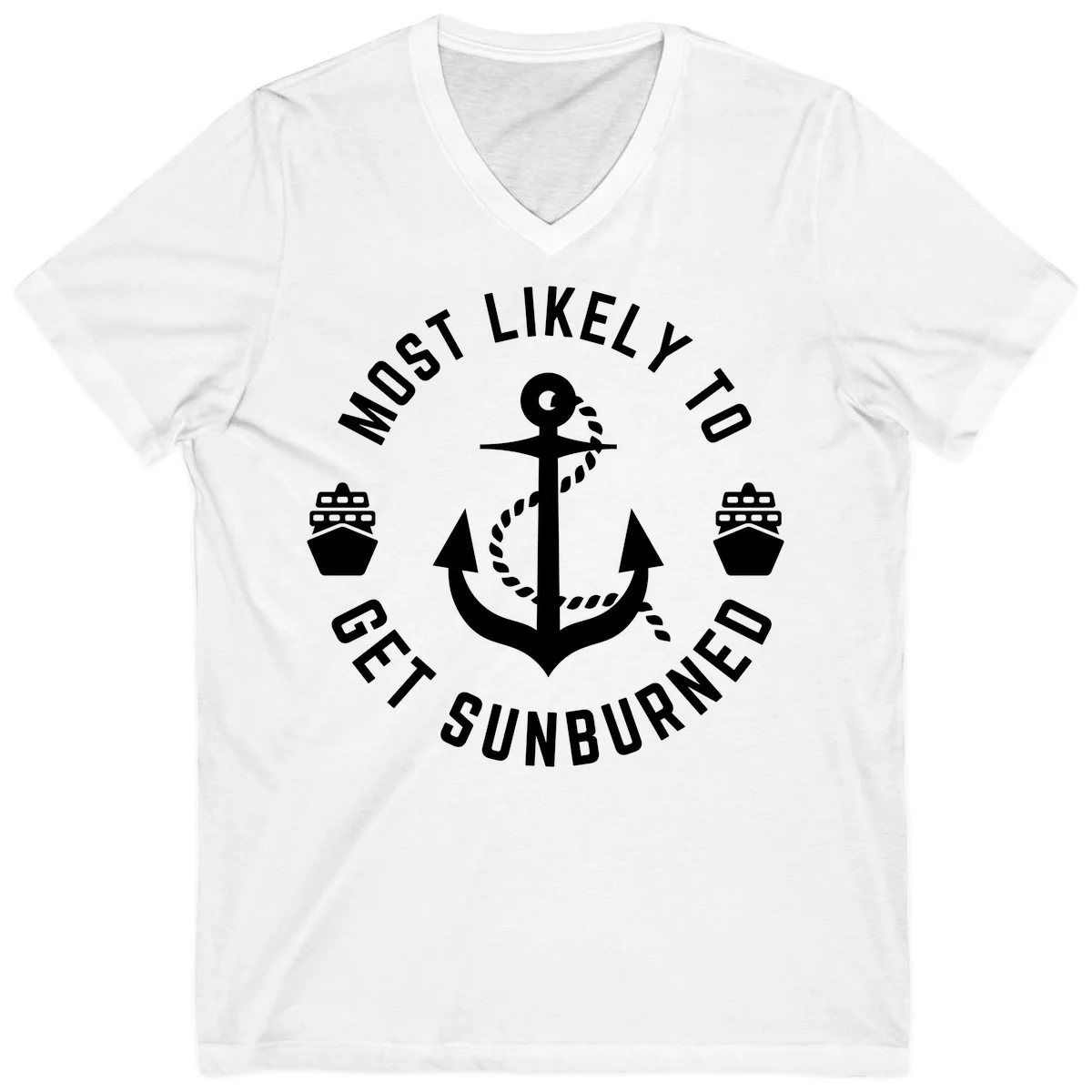 Most Likely To Get Sunburned V-Neck in White