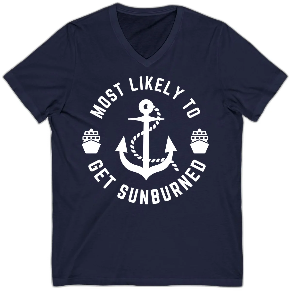 Most Likely To Get Sunburned V-Neck in Navy