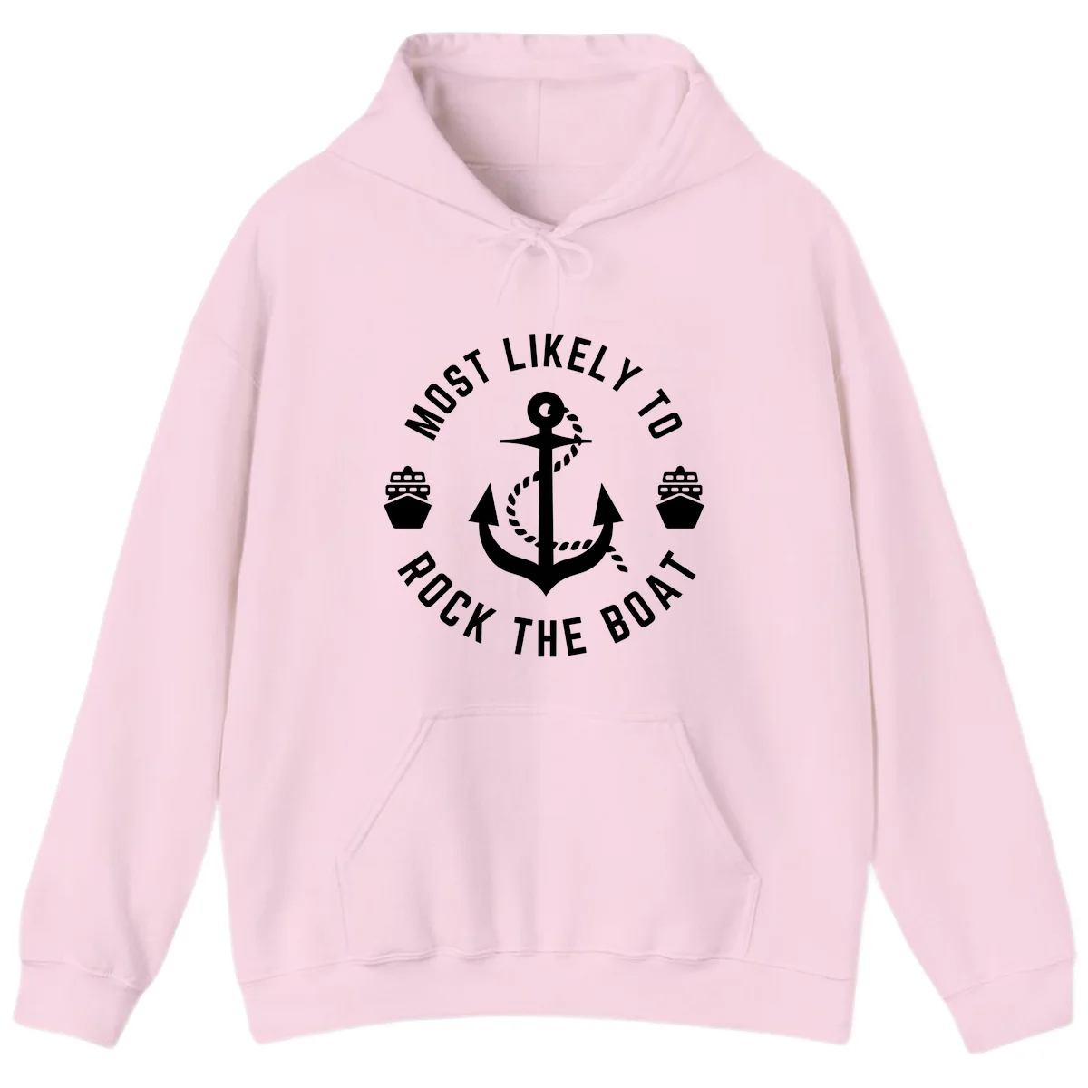 Most Likely To Rock The Boat Cruise Hoodie in Light Pink