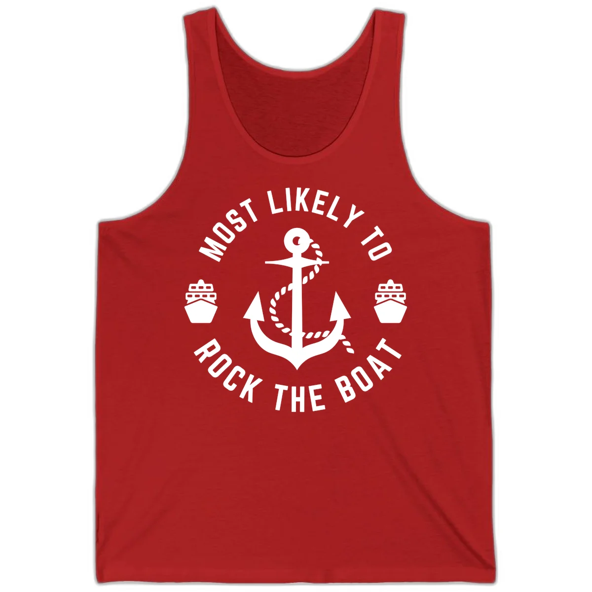 Most Likely To Rock The Boat Cruise Tank Top in Red