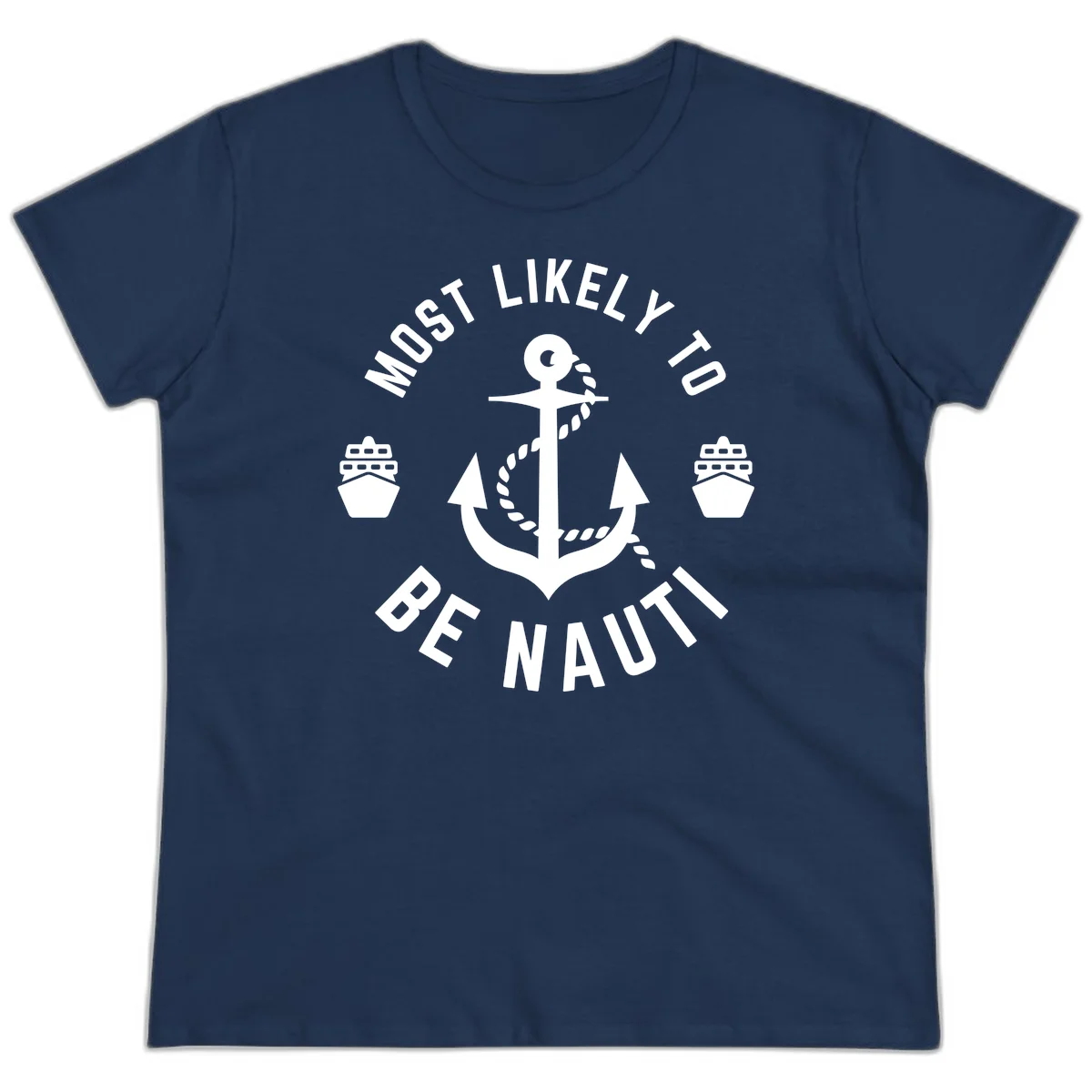 Most Likely To Be Nautical Ladies Tee in Navy