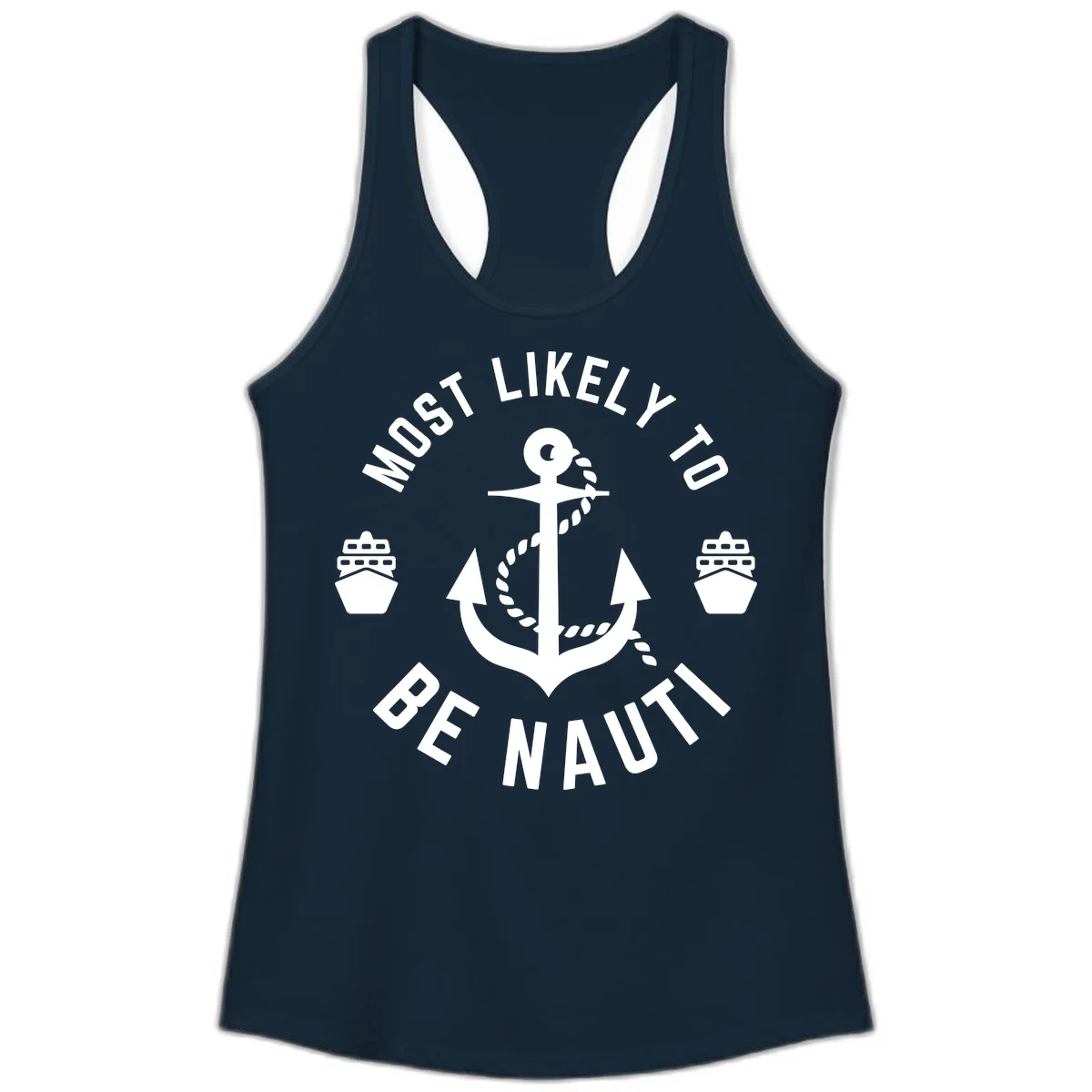 Most Likely To Be Nautical Ladies Tank in Solid Midnight Navy