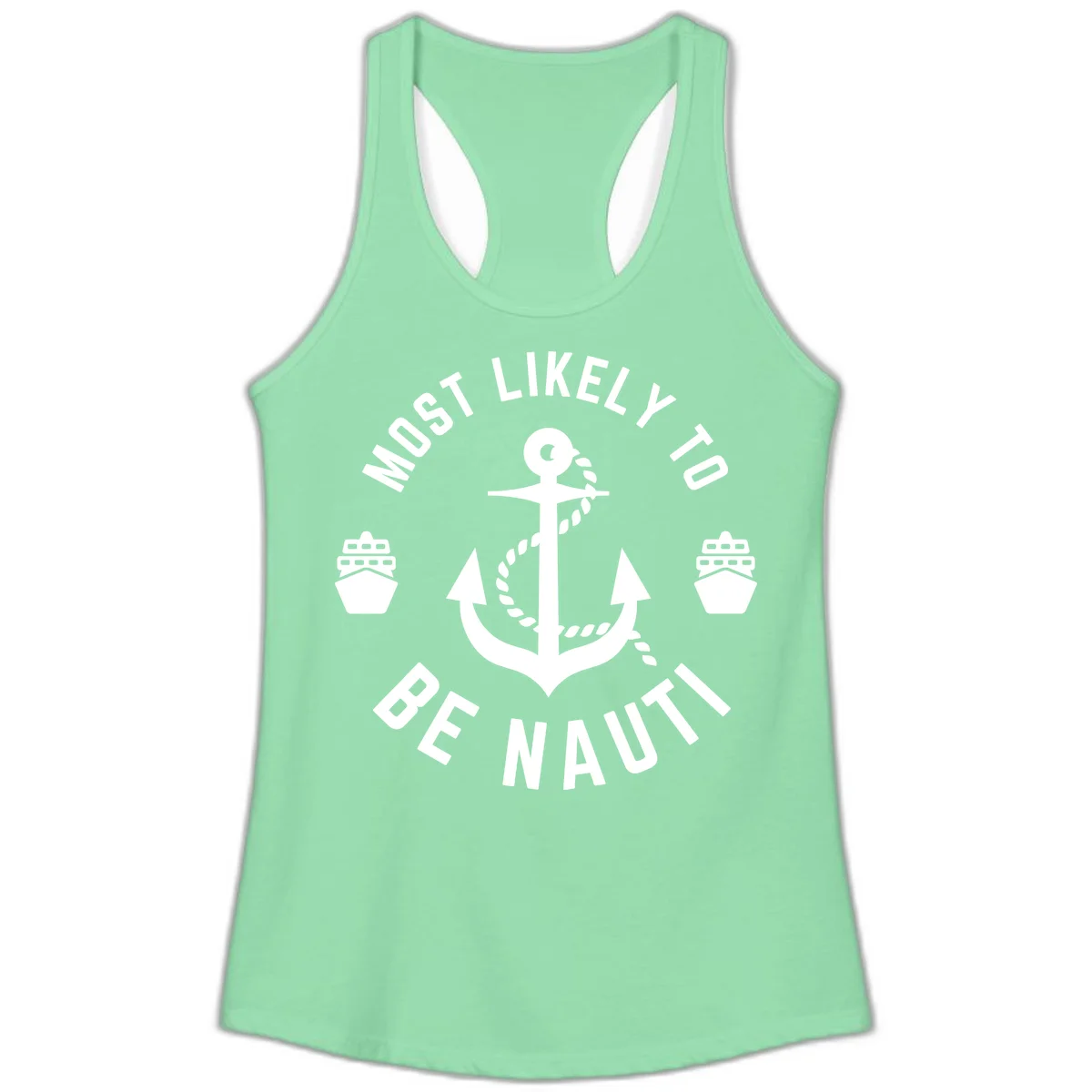 Most Likely To Be Nautical Ladies Tank in Solid Mint