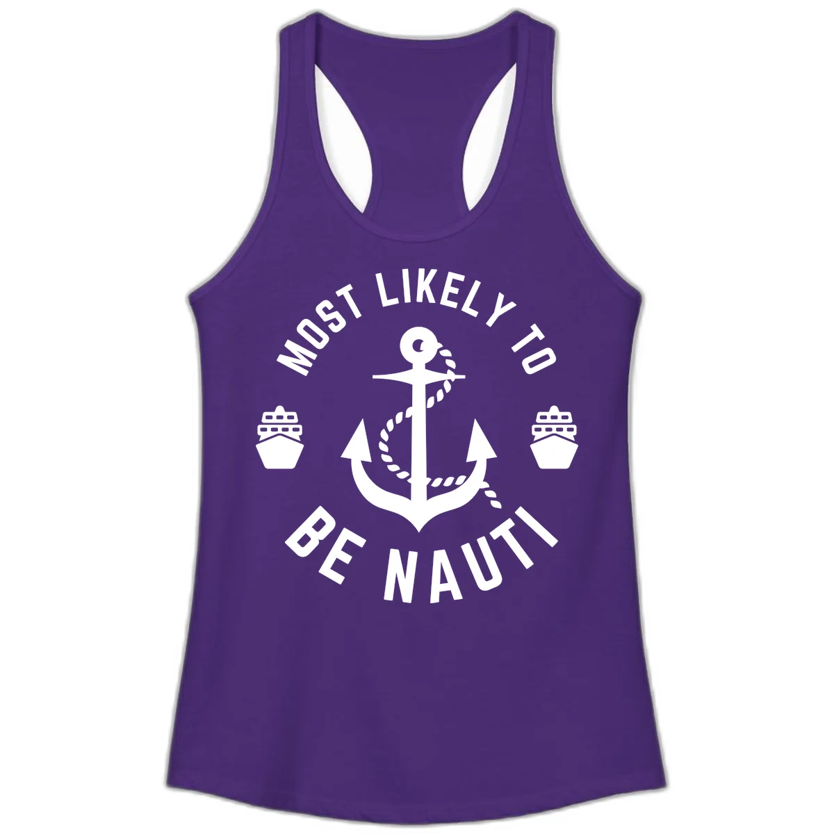Most Likely To Be Nautical Ladies Tank in Solid Purple Rush