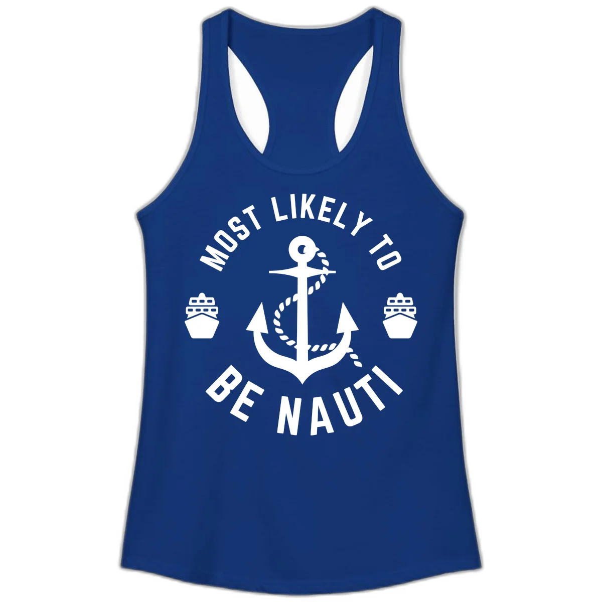 Most Likely To Be Nautical Ladies Tank in Solid Royal