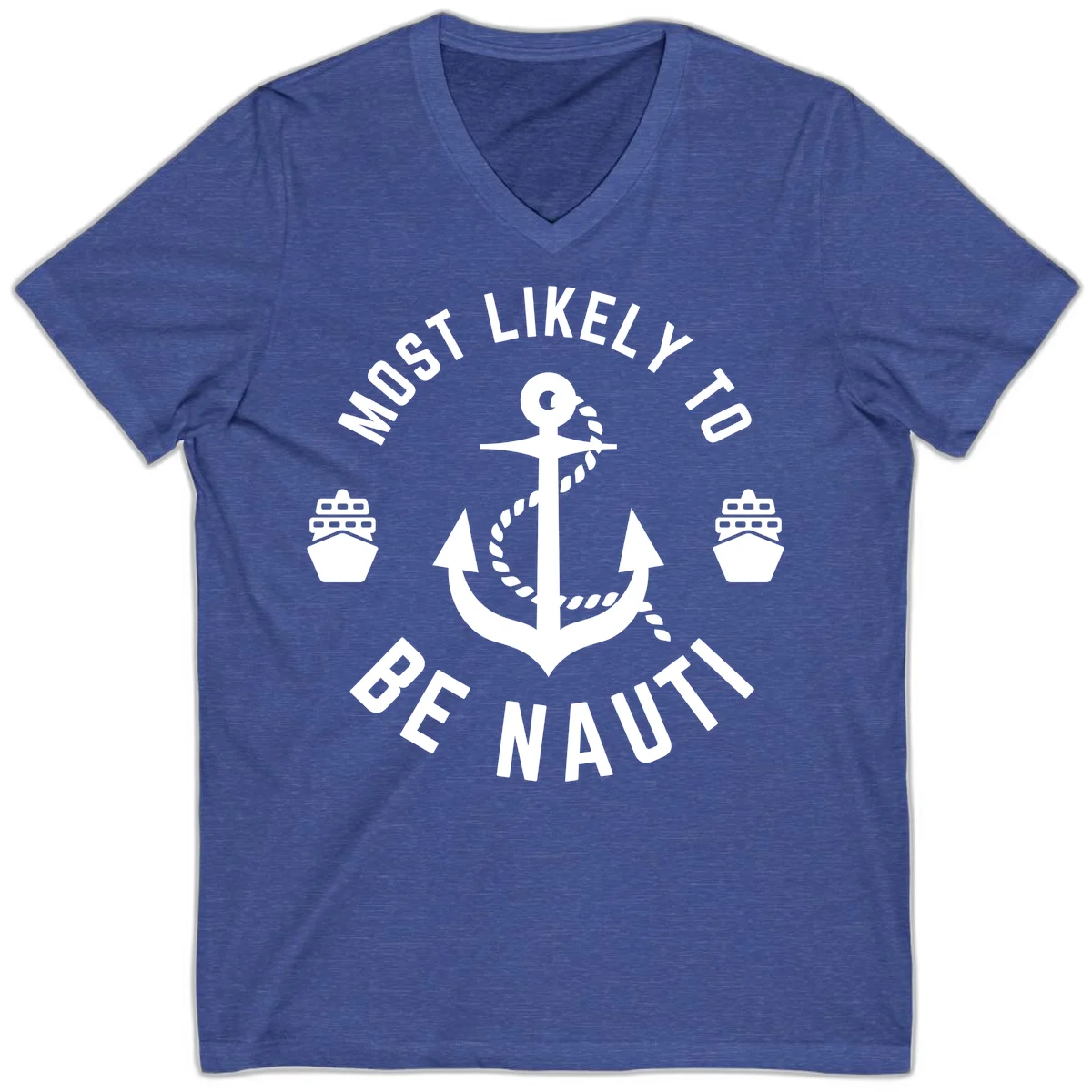 Most Likely To Be Nautical V-Neck in Heather True Royal